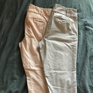 2 Ann Taylor Loft Pants - Light Pink & Blue - US 6